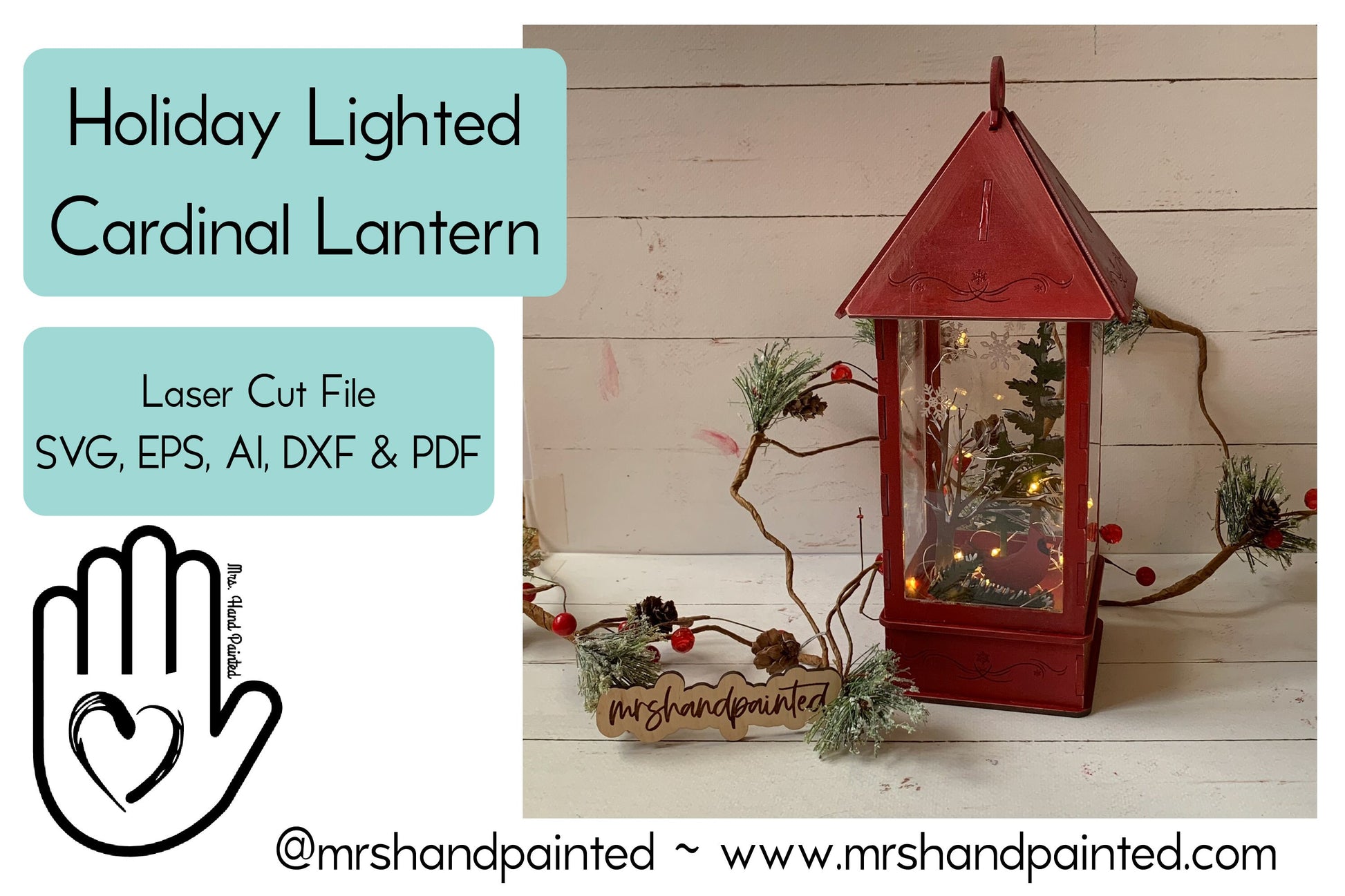 Digital Laser Cut File - Holiday Light Cardinal Lantern - Digital Download