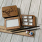 Mini Travel Size Laser Engraved Wood Watercolor Box with Personalization