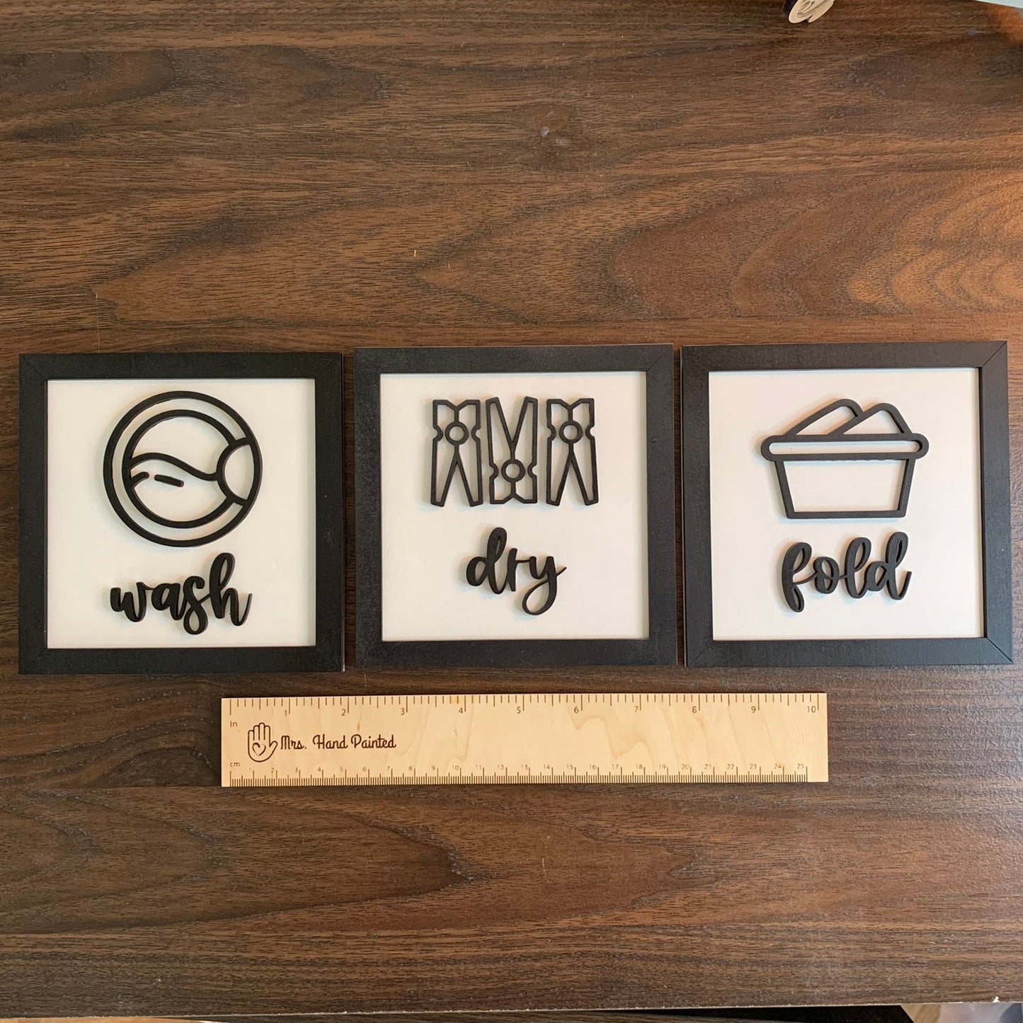 Modern Laundry Room Icons Signs ~ Set of 3 ~ Laser Cut Wood