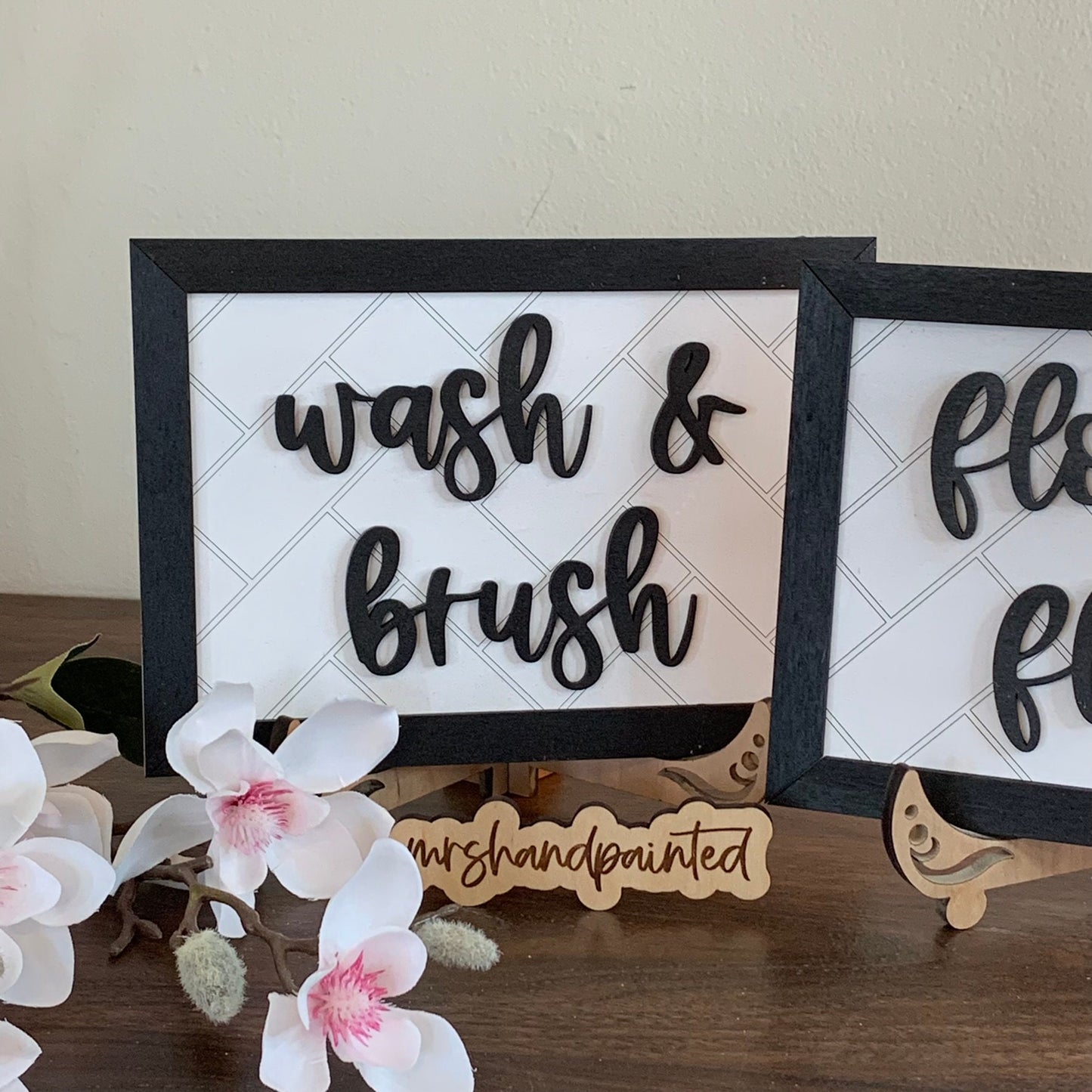 Modern Farmhouse Bathroom Signs ~ Set of 2 ~ - Laser Cut Wood