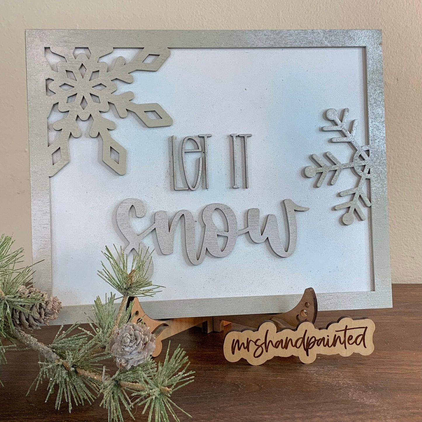 Let it Snow - Layered Snowflake Sign ~ - Laser Cut Wood