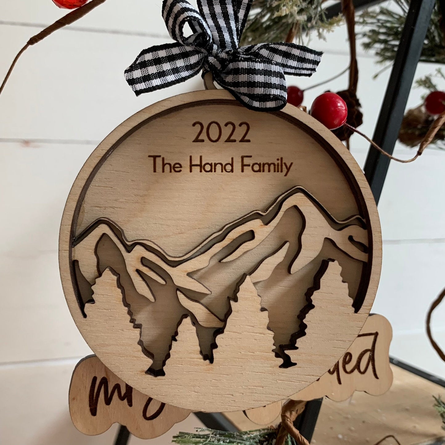 Mountain Forest - Layered Laser Cut Ornament with Personalization