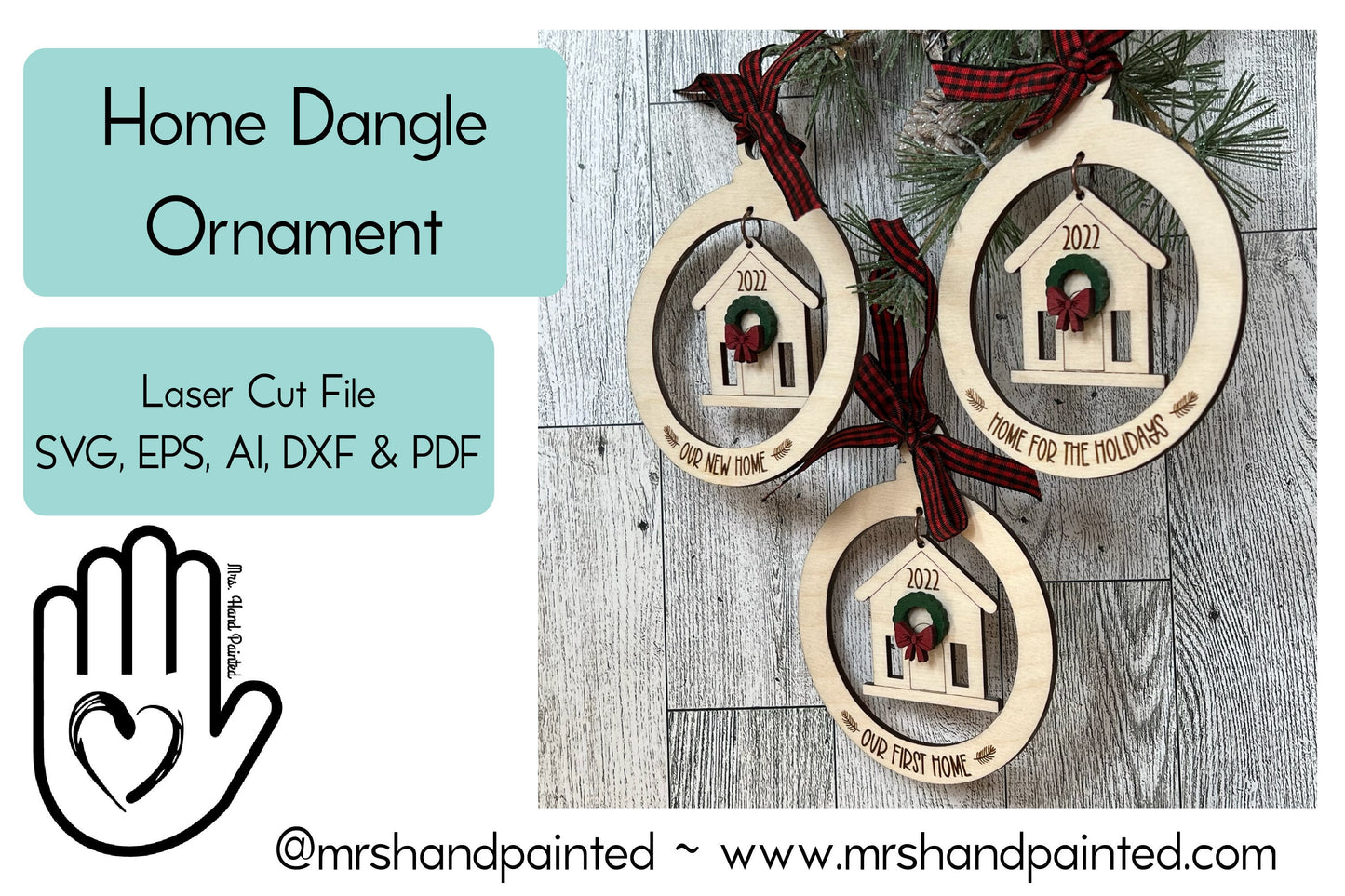 Digital Cut File - Laser Cut - Home Dangle Christmas Ornament