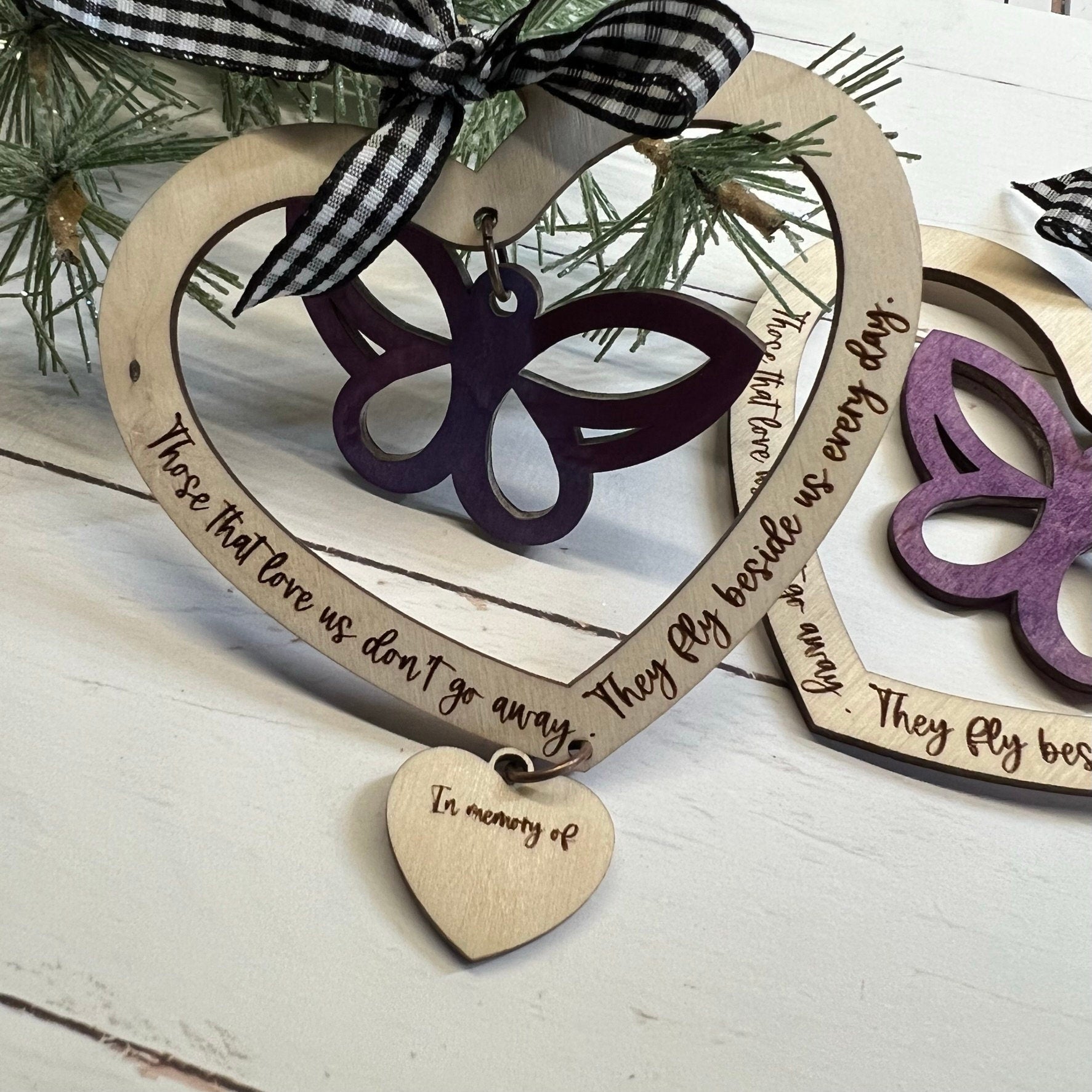Digital Cut File - Laser Cut - Butterfly and Dragonfly Memorial Dangle Christmas Ornament