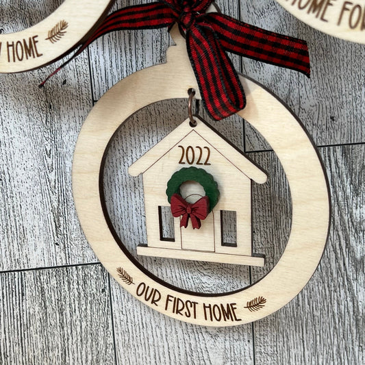 Laser Cut Wood Home Dangle Ornament