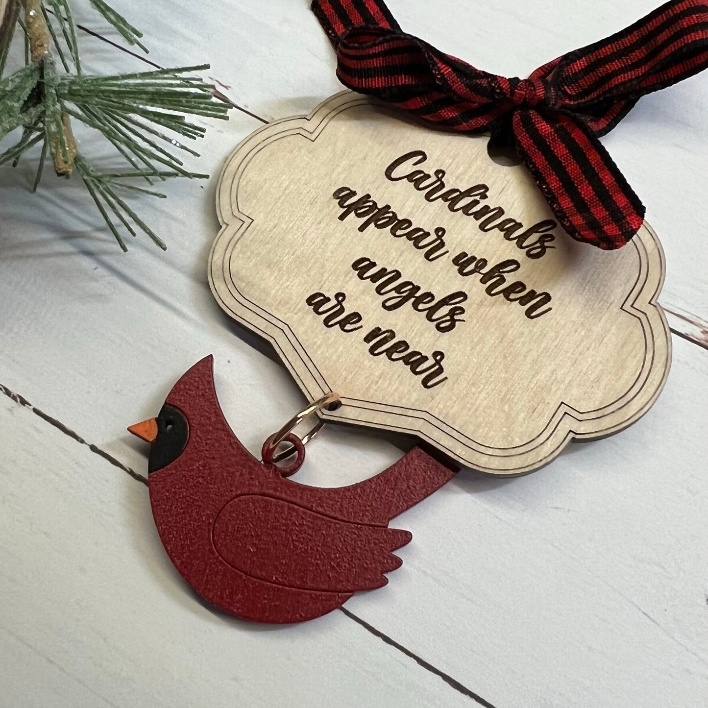 Digital Cut File - Laser Cut - Cardinal Dangle Christmas Ornament