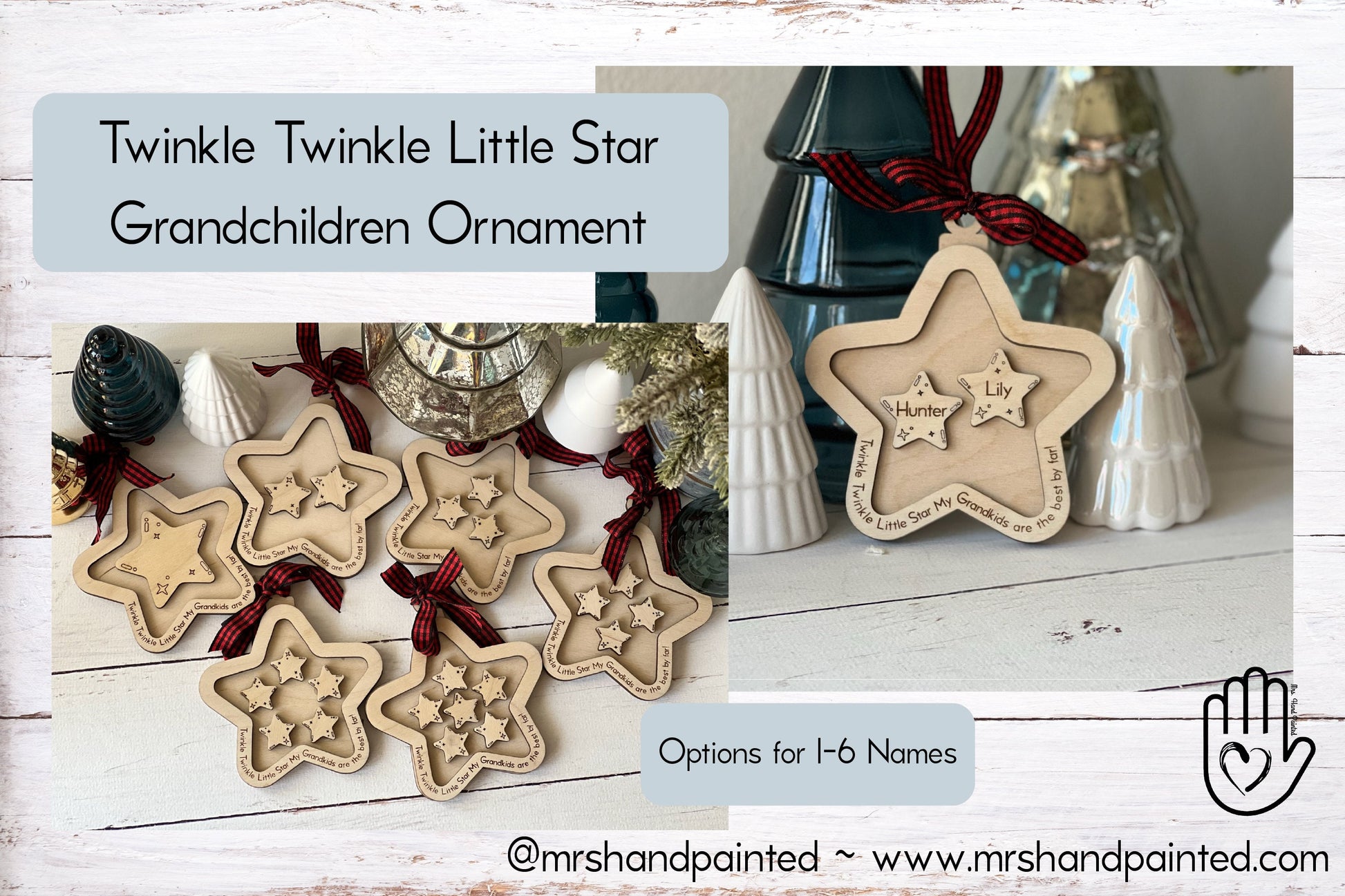 Digital Laser Cut File - Twinkle Twinkle Little Star Grandchildren Ornament