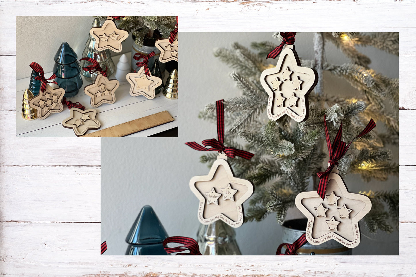 Personalized Twinkle Twinkle Little Star Grandchildren Ornament - Laser Cut Wood