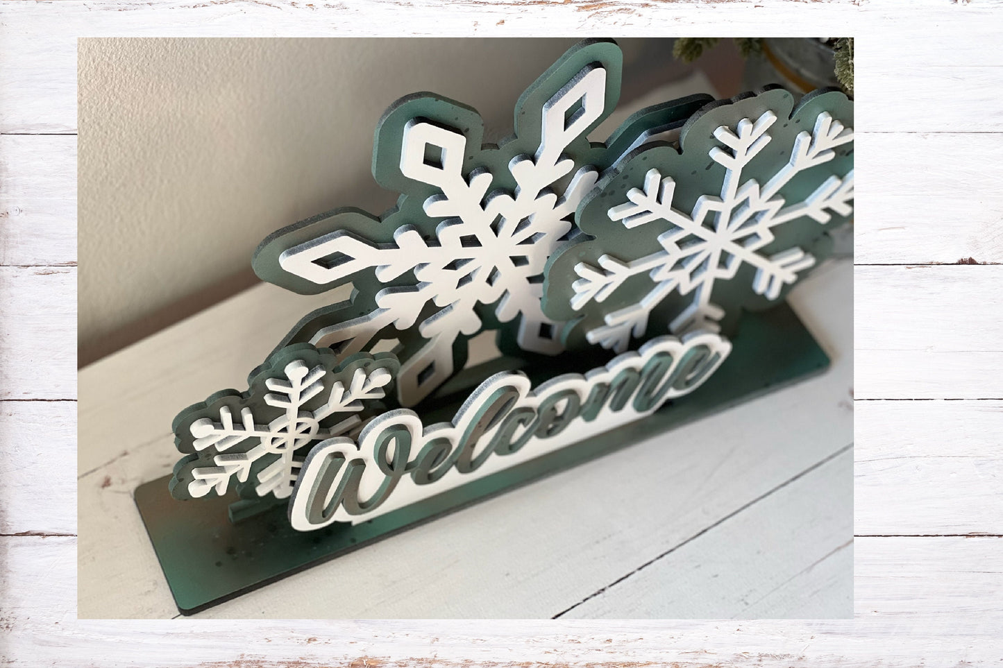 Faux Copper Patina Snowflake Standing Tabletop Decor