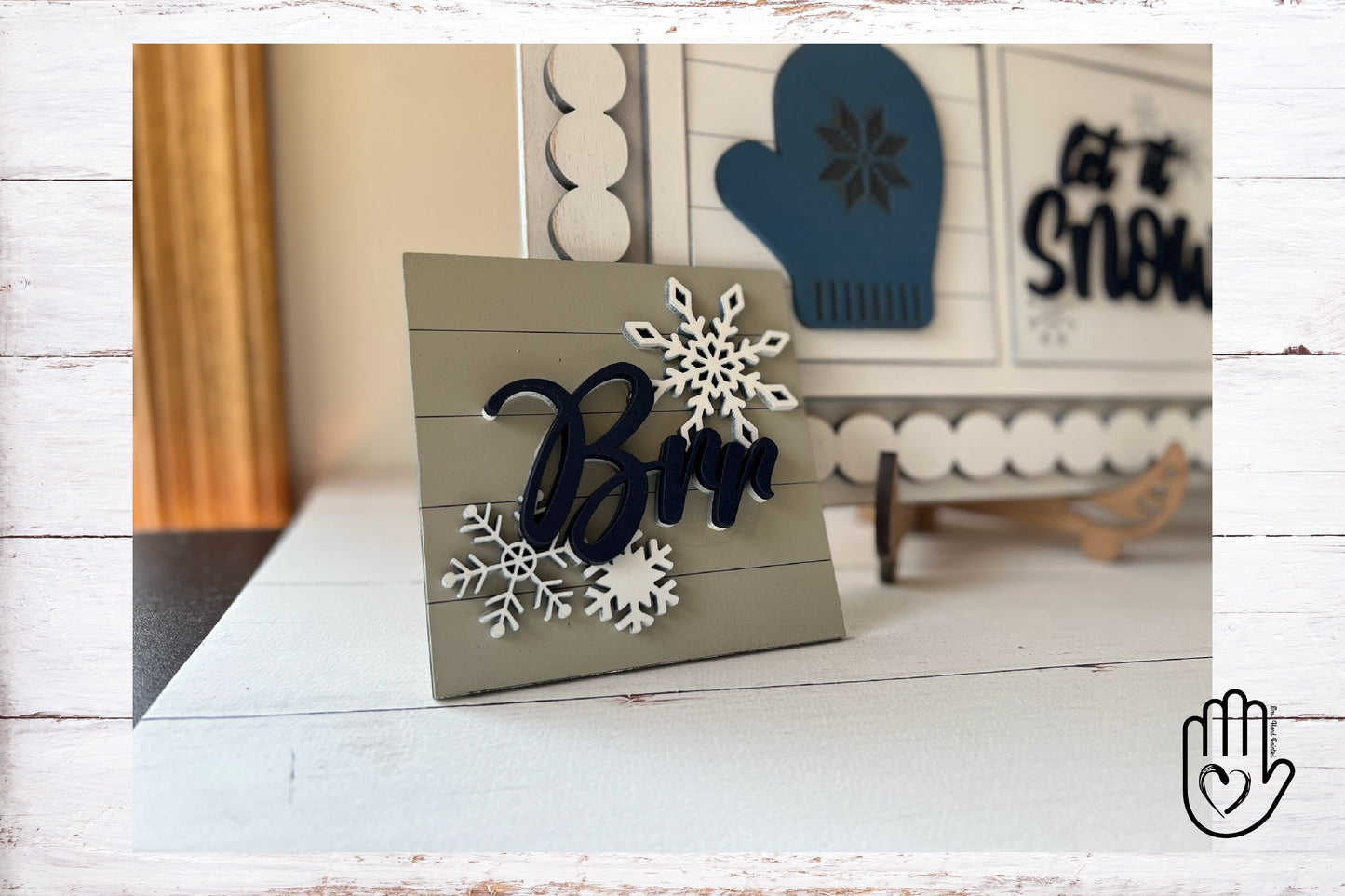 Laser Cut File - Winter Snow Ladder Tiles - Interchangeable Signs - Digital Download