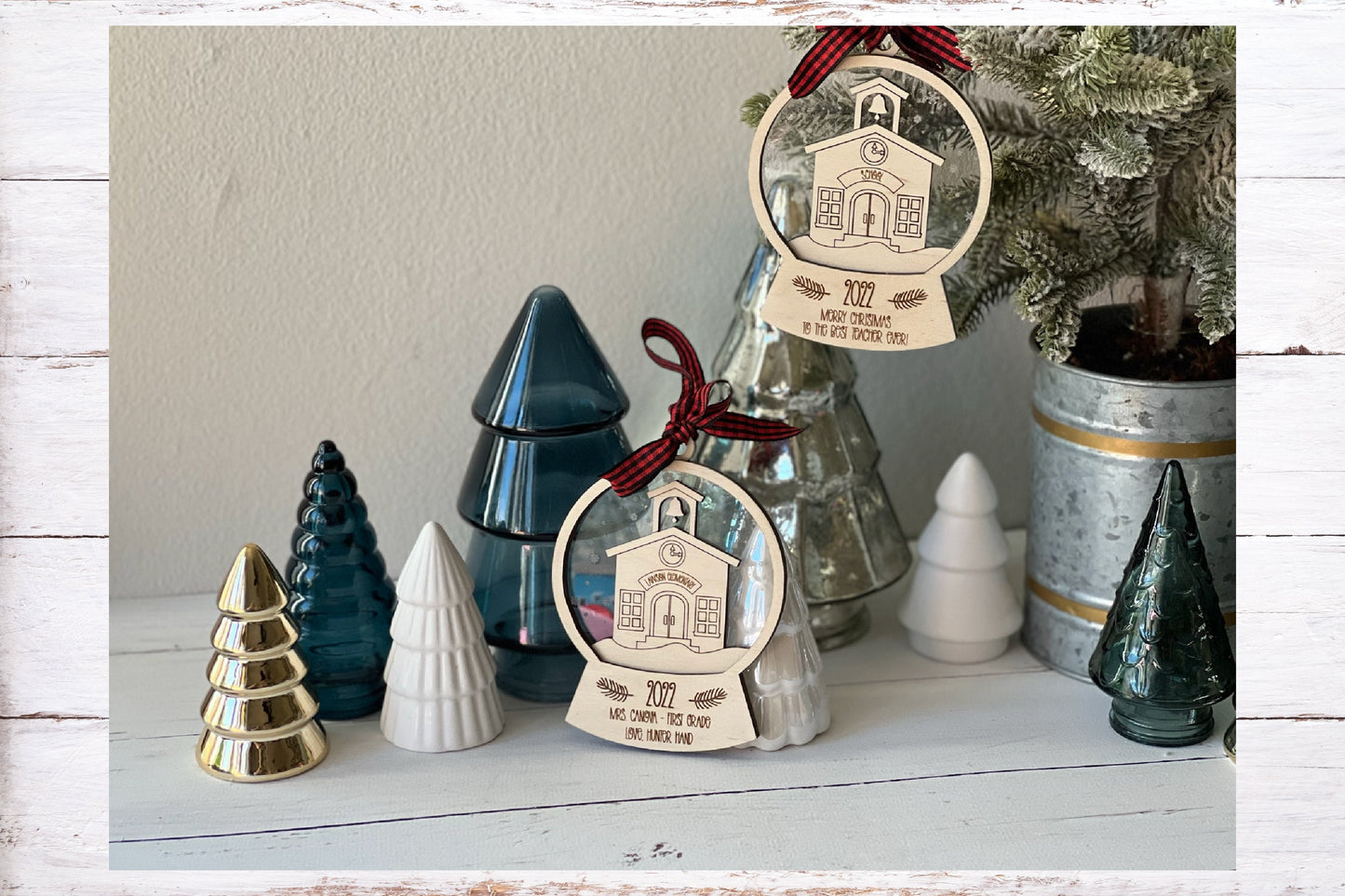 Digital Cut File - Laser Cut Ornament - School Snowglobe