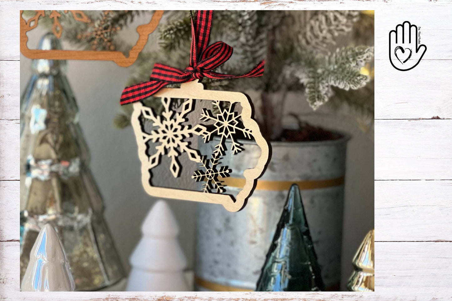 Iowa Snowflake Christmas Ornament Laser Engraved Wood