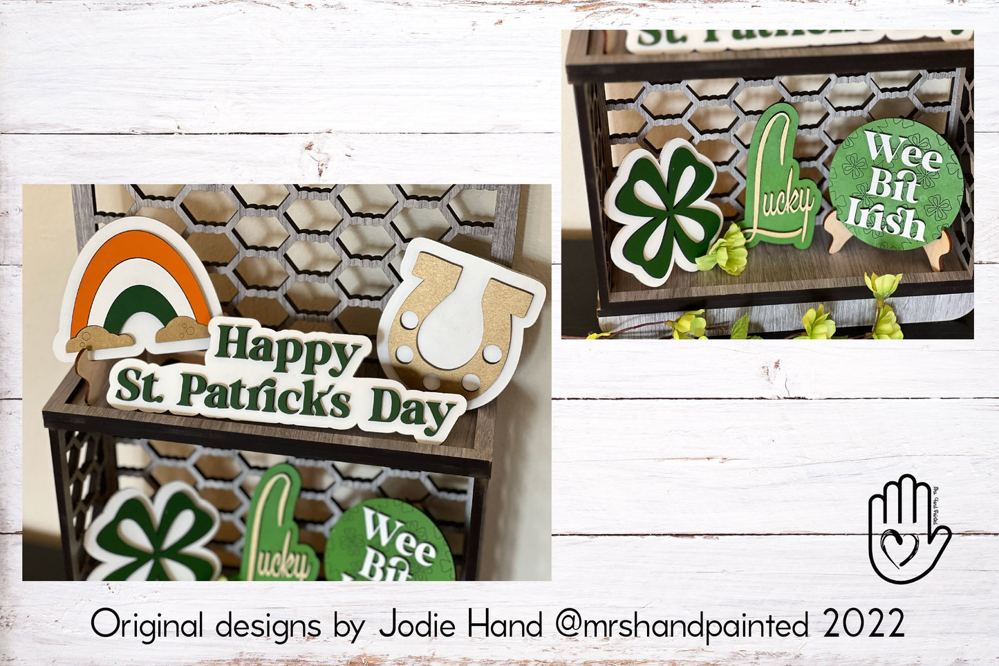 Retro St. Patrick's Day Tiered Tray Decor Pieces - Laser Cut Wood Painted