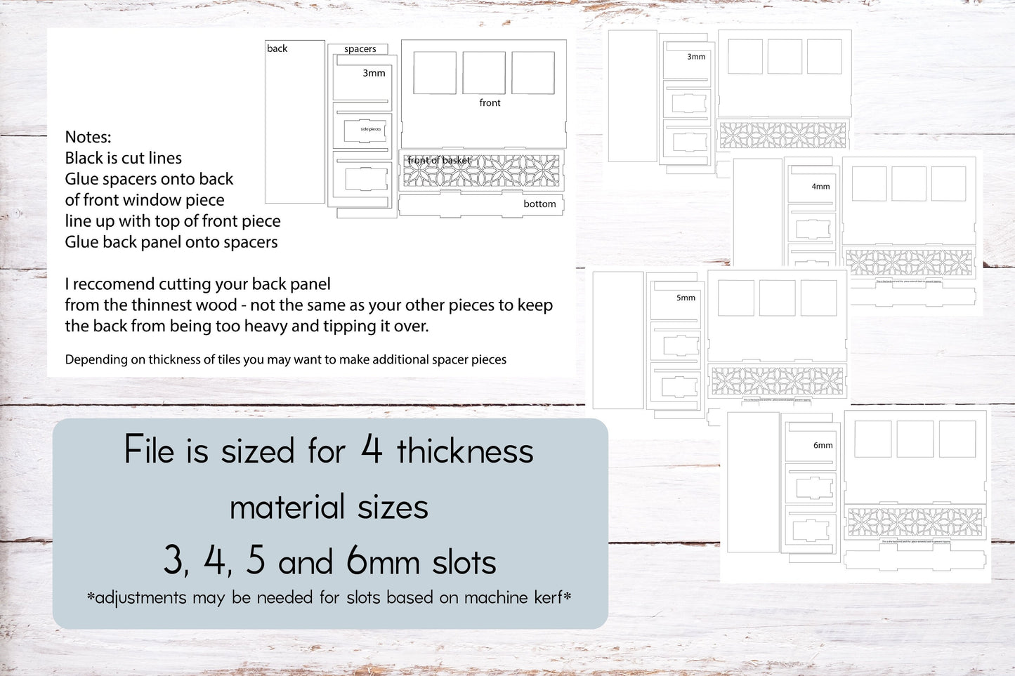 Laser Cut File - Floral Window Box Interchangeable Sign Holder - Digital Download SVG, DXF, AI files