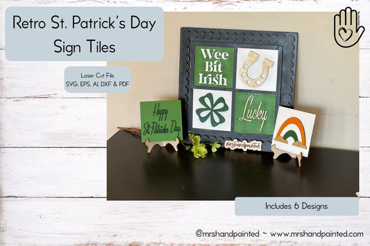 Laser Cut File - Retro St. Patrick's Day Interchangeable Sign Tiles - Digital Download SVG, AI files