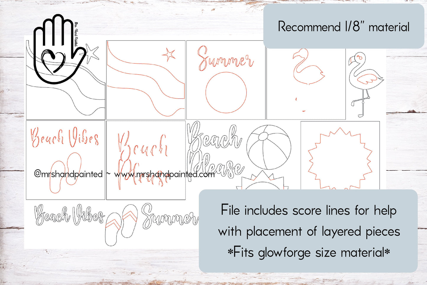 Laser Cut File - Beach Vibes Summer Interchangeable Sign Tiles - Digital Download SVG, AI files