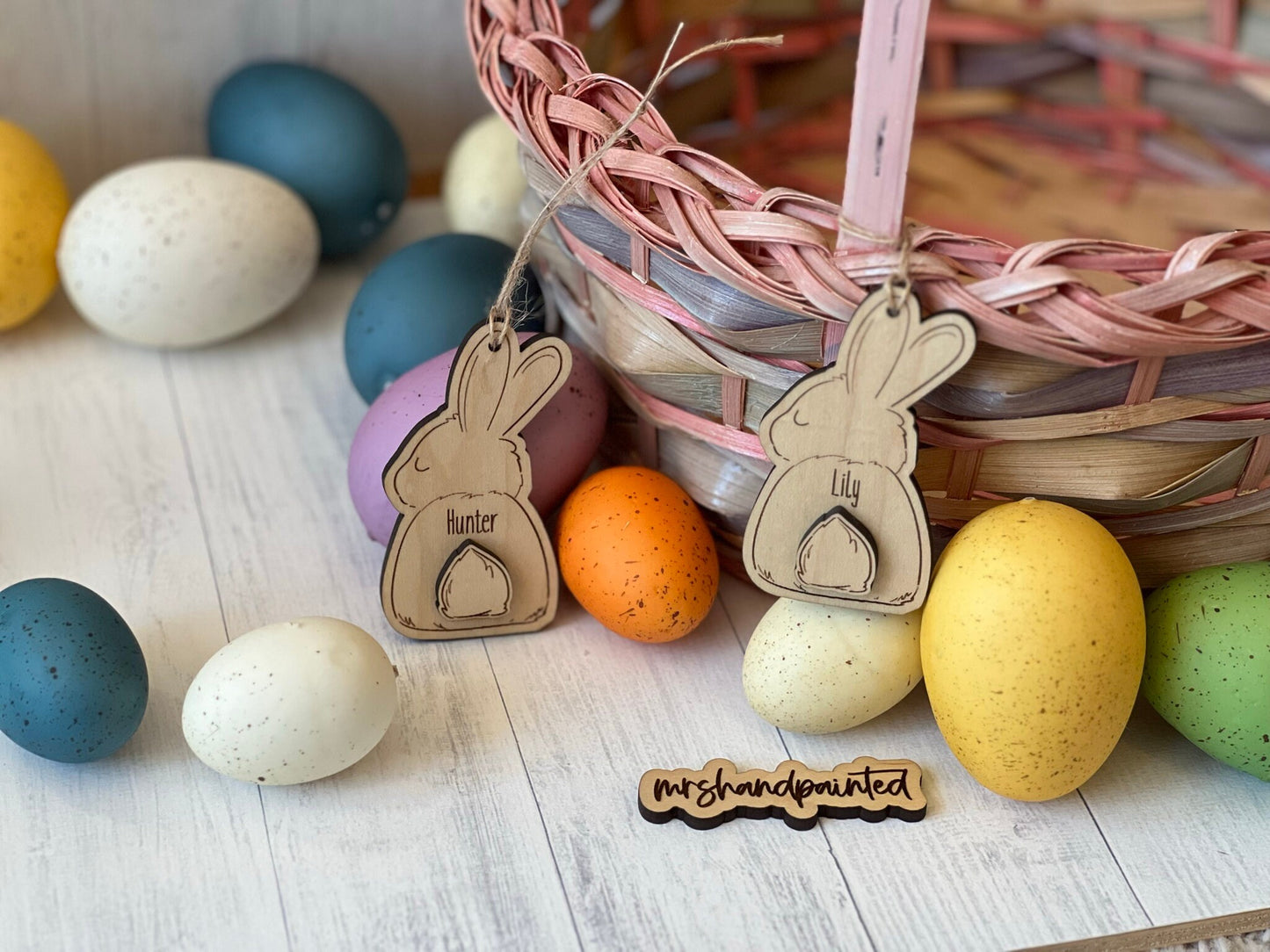 Personalized Easter Bunny Hanging Tag - Easter Basket Tag