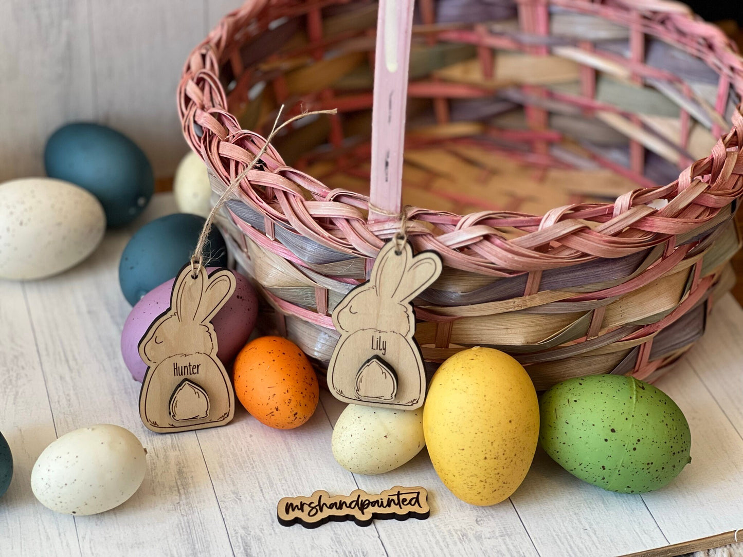 Personalized Easter Bunny Hanging Tag - Easter Basket Tag