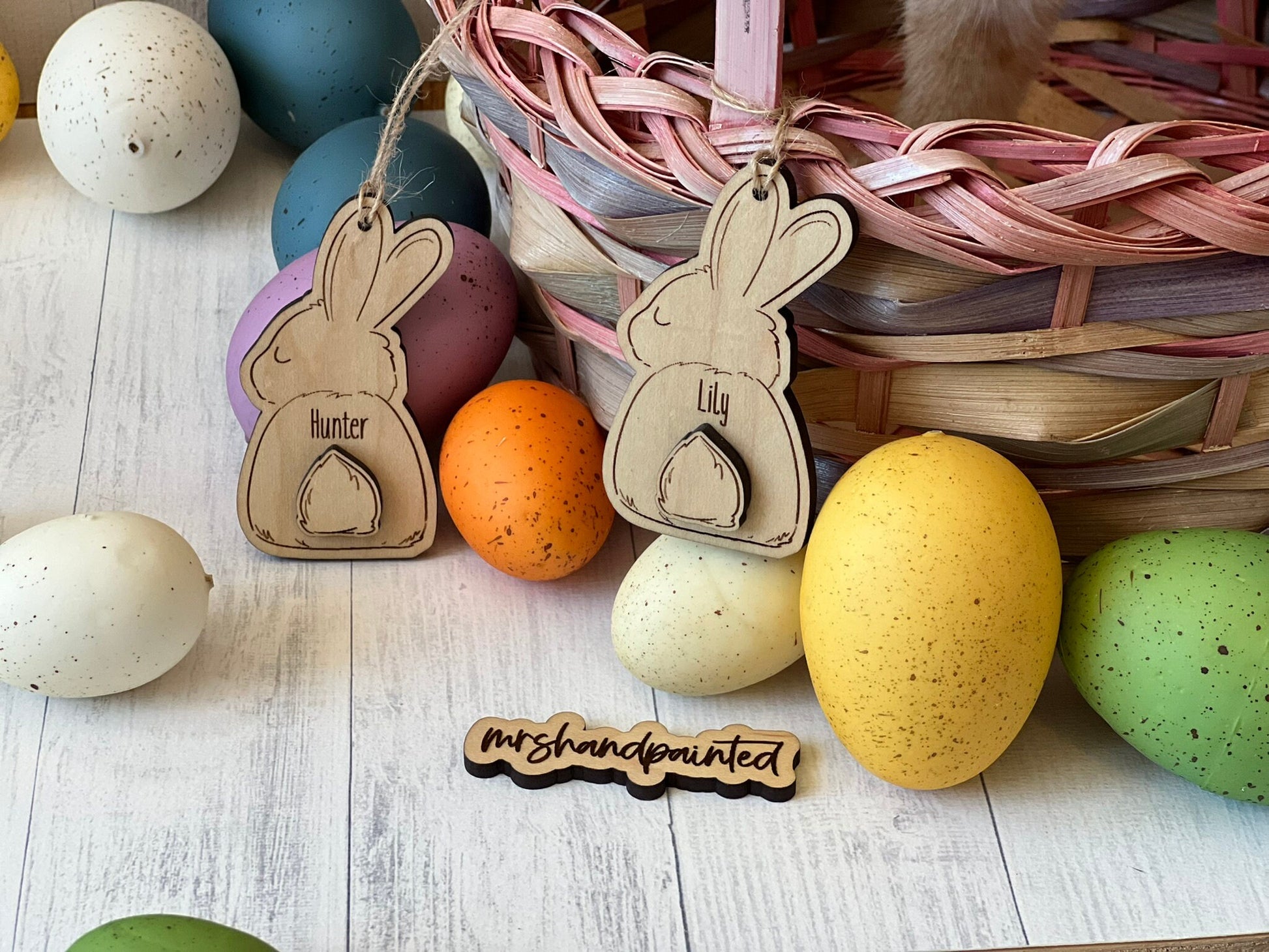 Personalized Easter Bunny Hanging Tag - Easter Basket Tag