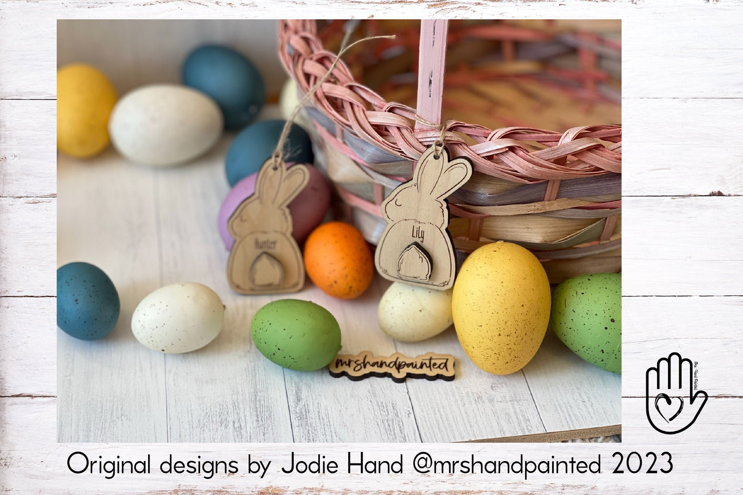 Laser Cut File - Bunny Butt Easter Basket Tag - Digital Download SVG, DXF, AI files