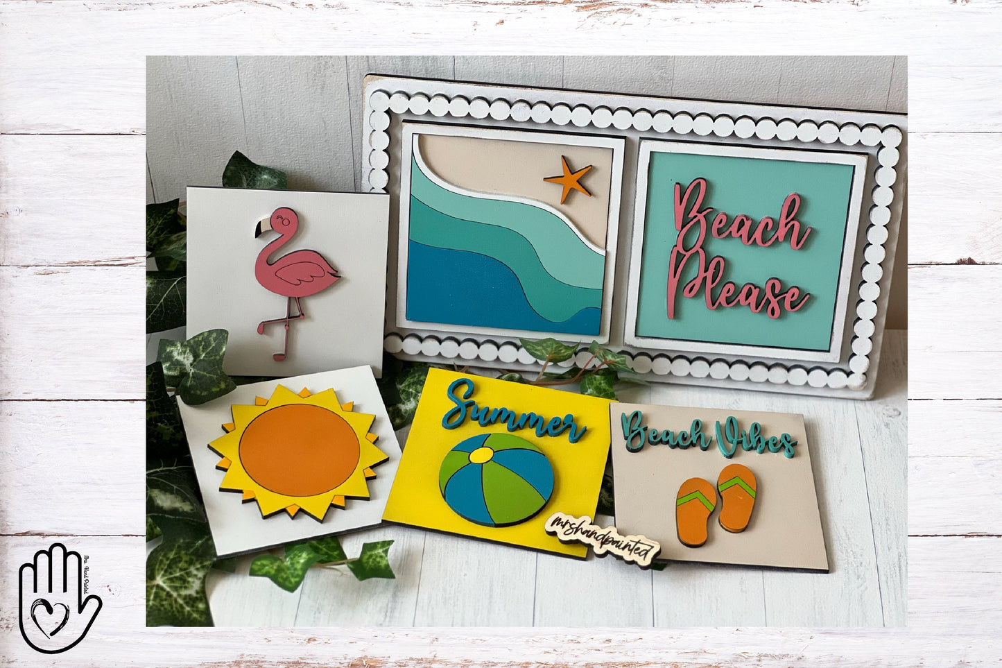 Laser Cut File - Beach Vibes Summer Interchangeable Sign Tiles - Digital Download SVG, AI files