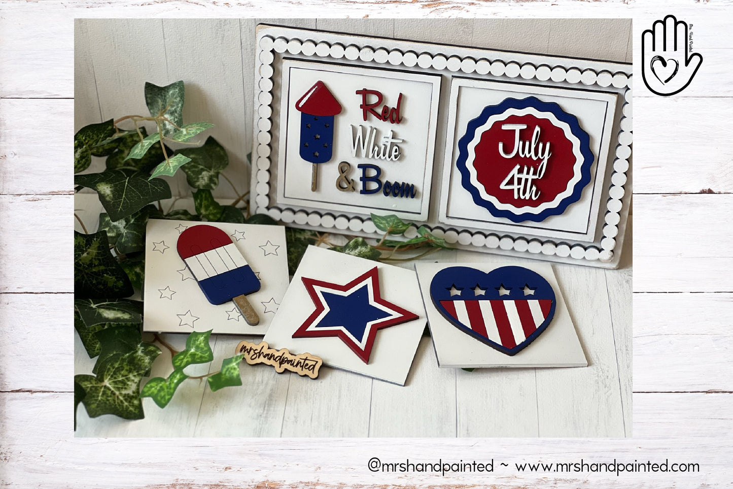 Laser Cut File - 4th of July Interchangeable Sign Tiles - Digital Download SVG, AI files