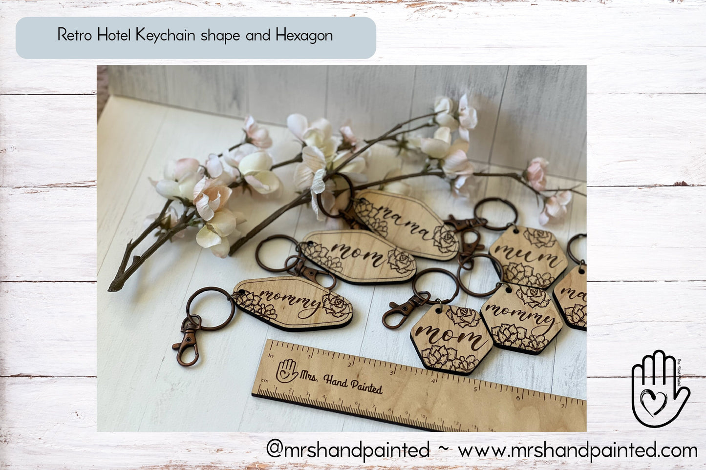 Laser Cut File - Succulent Engraved Mother's Day Keychains - Digital Download SVG, AI files