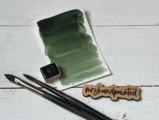 Handmade Watercolor Paints - HAPPY CAMPER (Green Single) - Half Pan- Artisan Watercolor