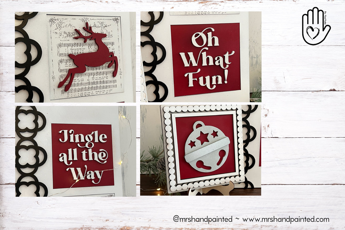 Jingle Bells Leaning Ladder Interchangeable Sign Tiles