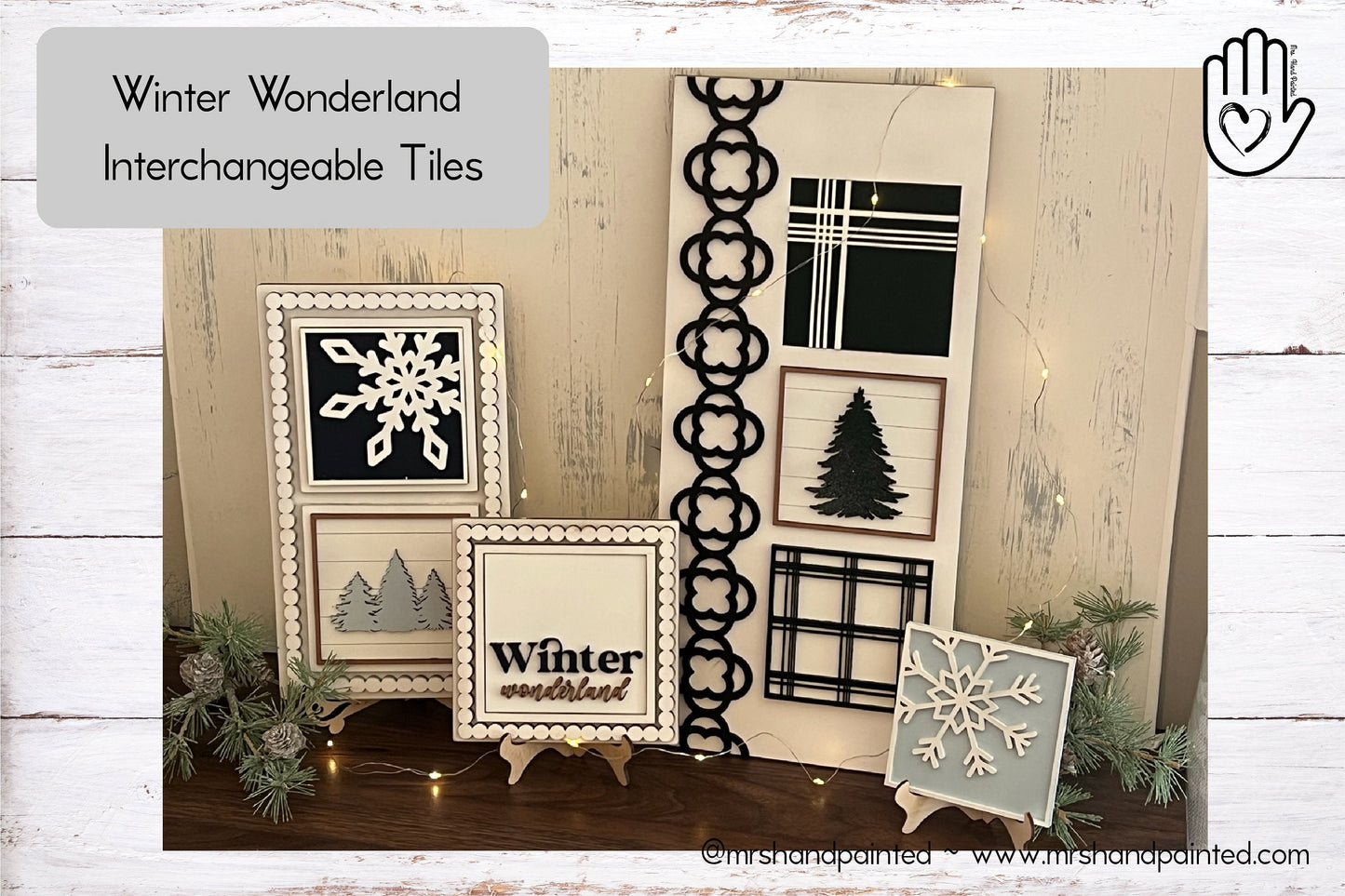 Laser Cut File - Winter Wonderland Ladder Tiles - Interchangeable Signs - Digital Download