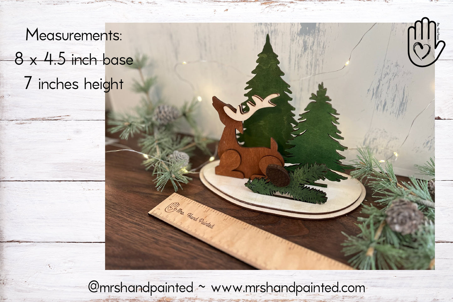 Digital Cut File - Laser Cut Reindeer and Trees Christmas Vignette Decoration