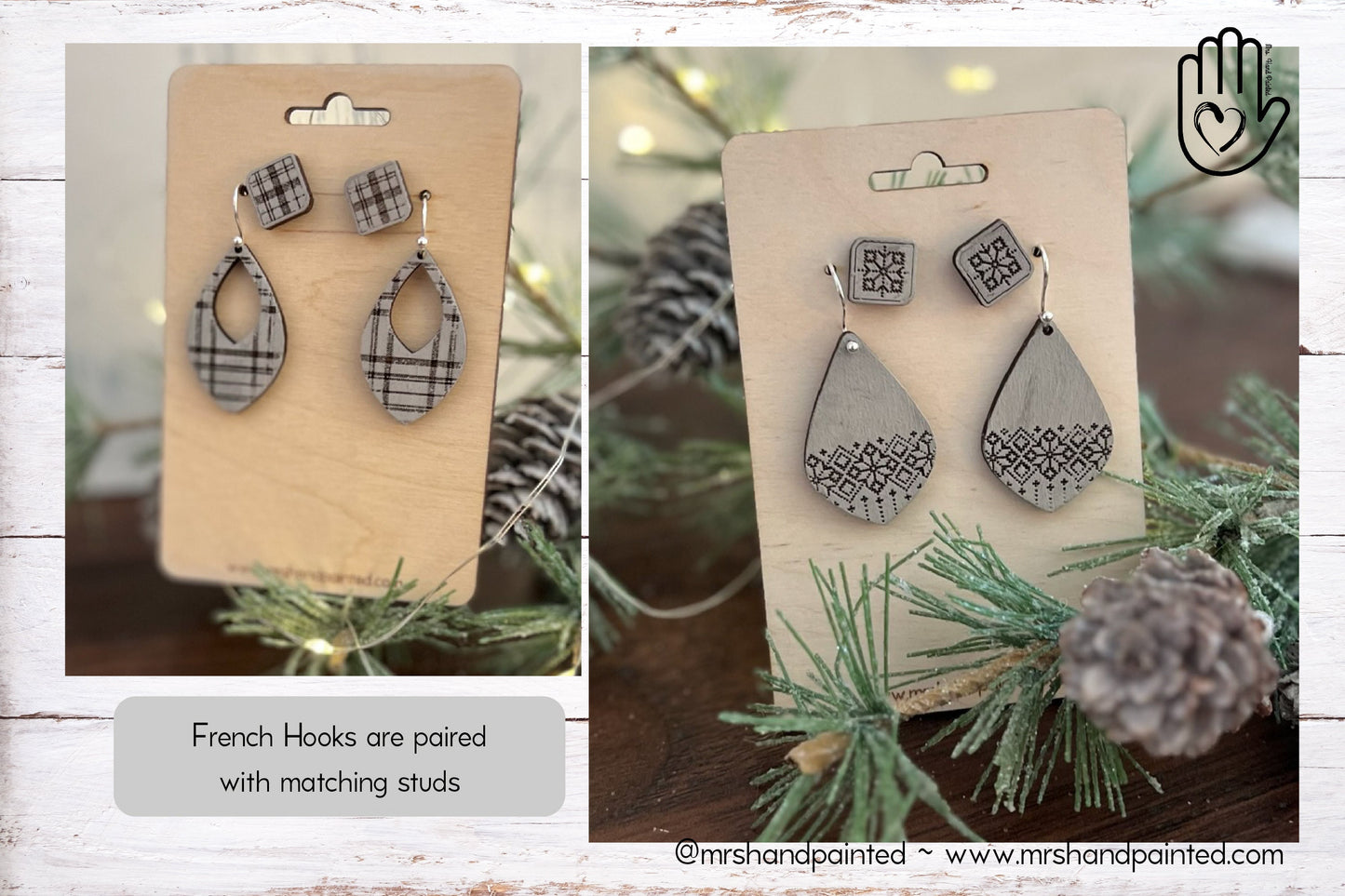 Digital Laser Cut File - Winter Plaid Earrings - Digital Download