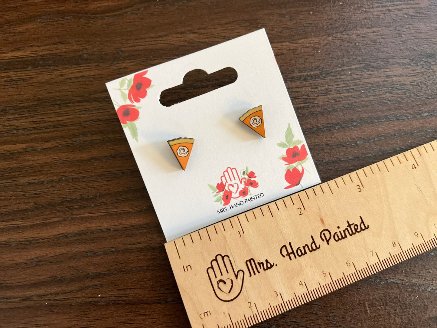 Mini Pumpkin Pie Laser Engraved Wood Stud Earrings