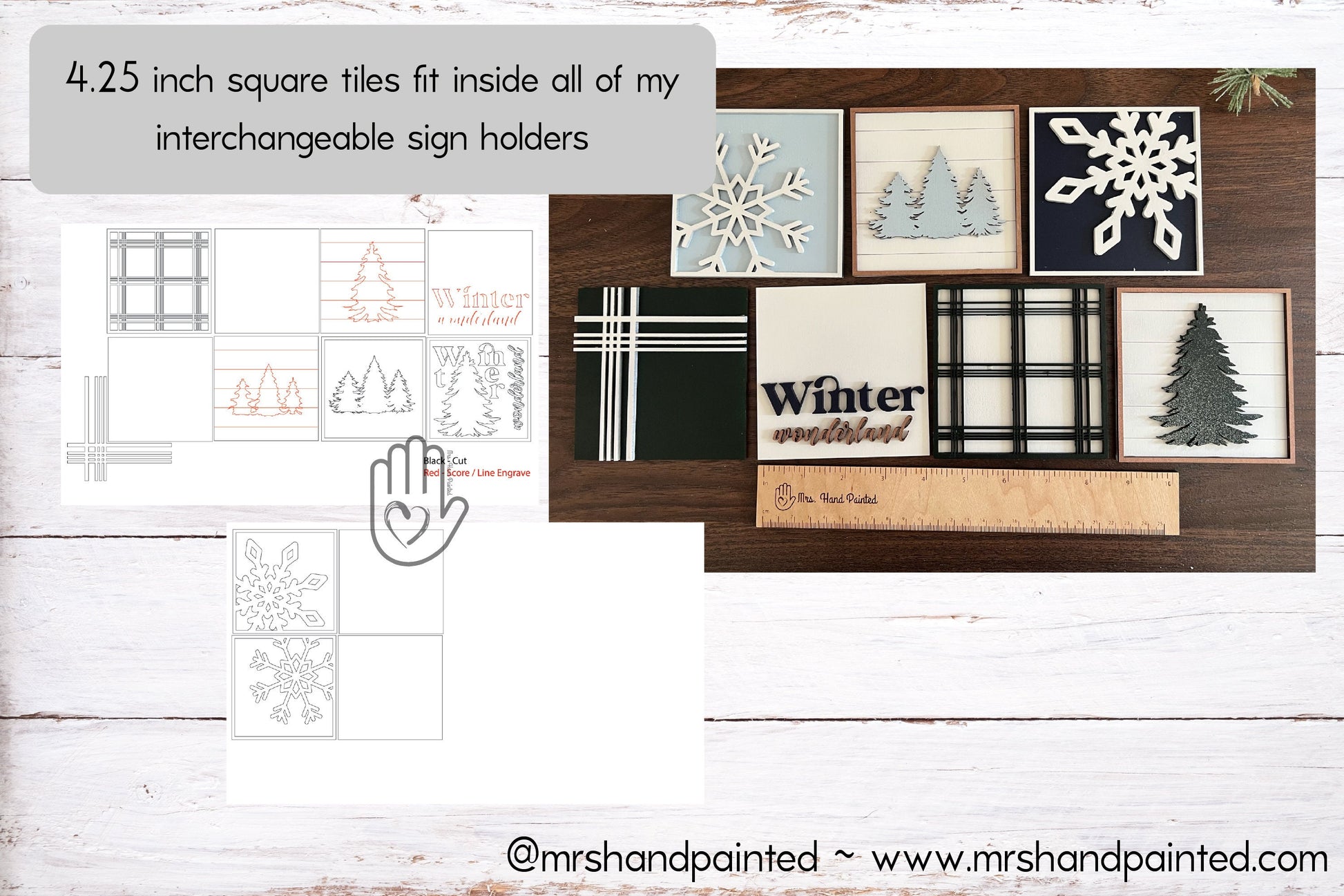 Laser Cut File - Winter Wonderland Ladder Tiles - Interchangeable Signs - Digital Download