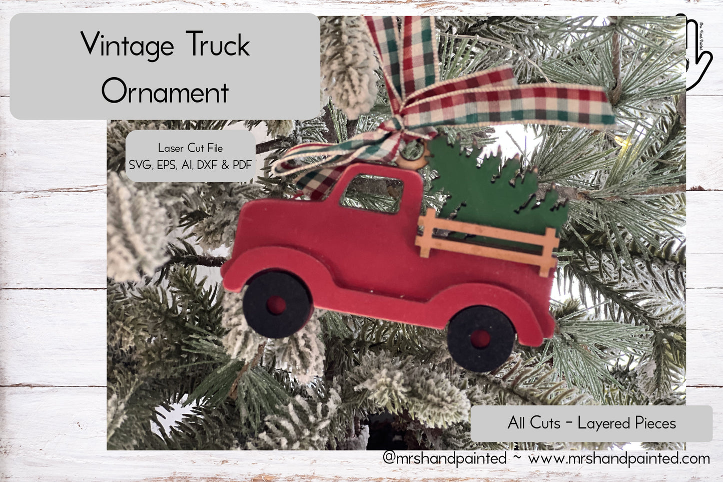 Digital Cut File - Laser Cut Ornament - Vintage Truck