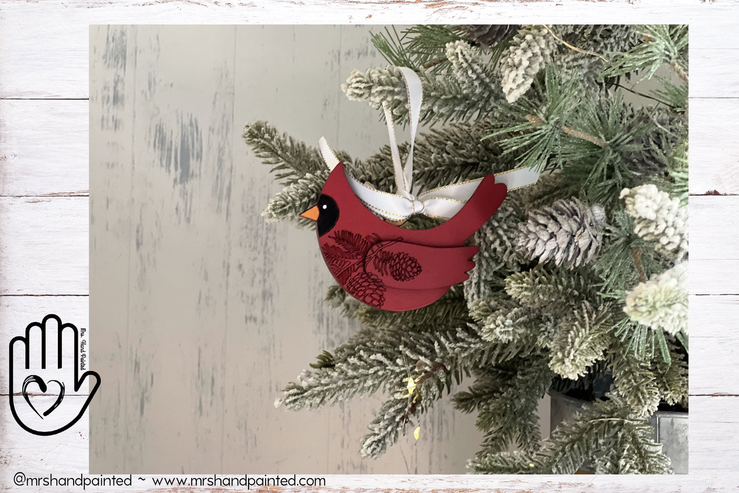 Digital Cut File - Laser Cut Ornament - Decorative Engraved Cardinal