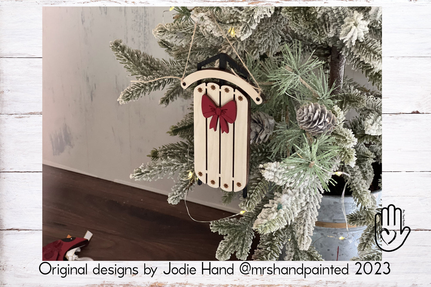 Digital Cut File - Laser Cut Vintage Sled Ornament