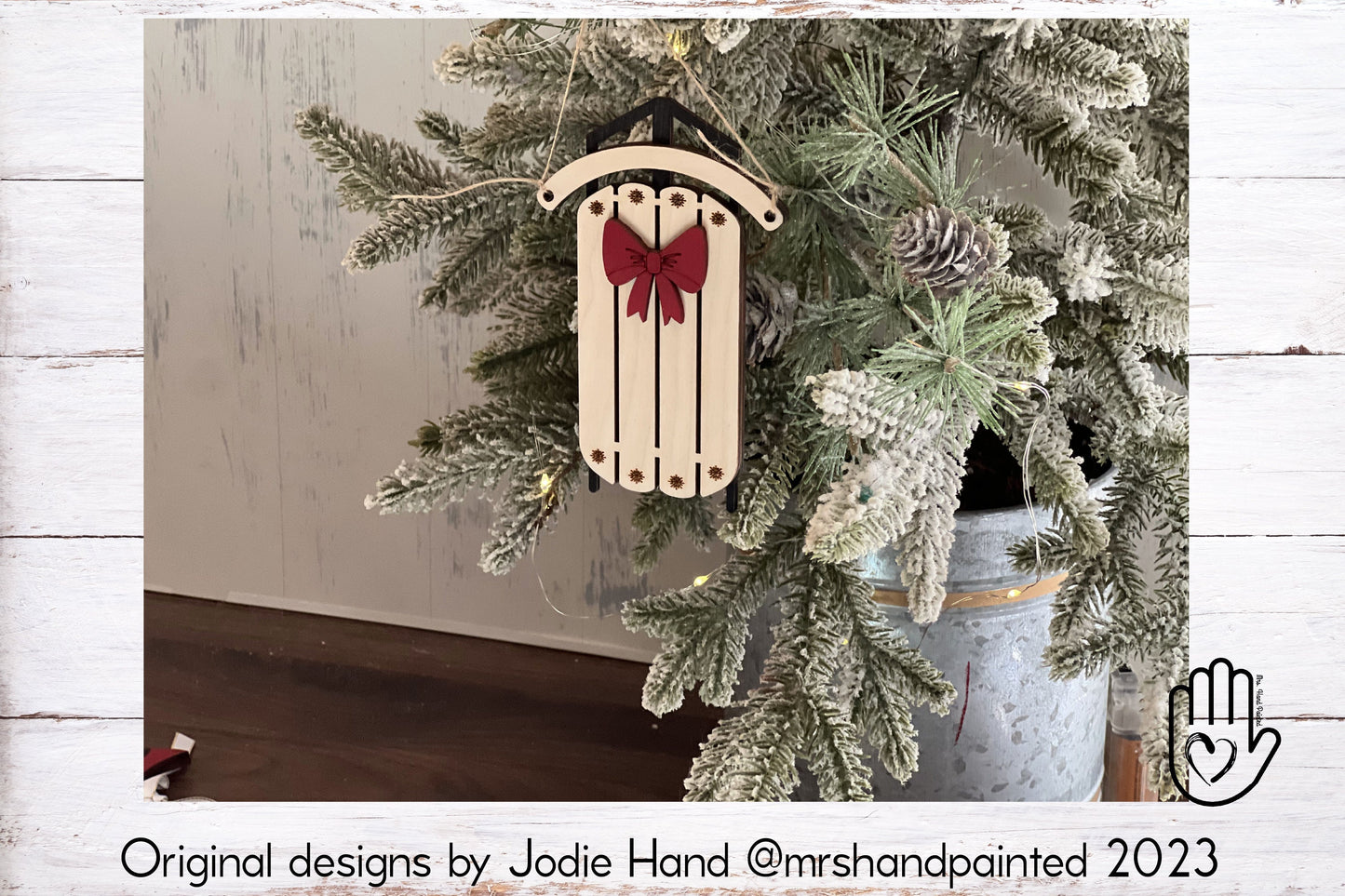 Digital Cut File - Laser Cut Vintage Sled Ornament