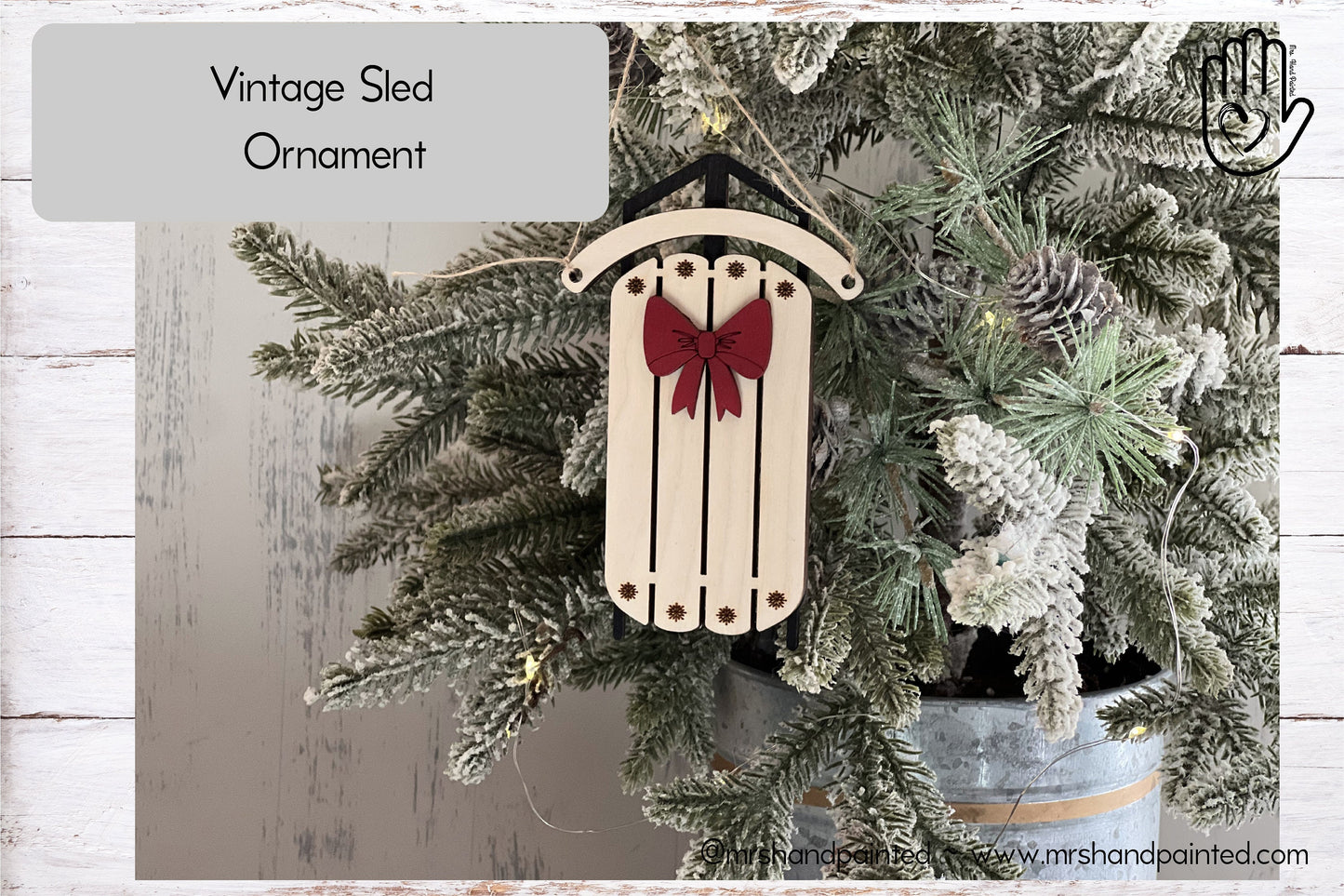 Digital Cut File - Laser Cut Vintage Sled Ornament