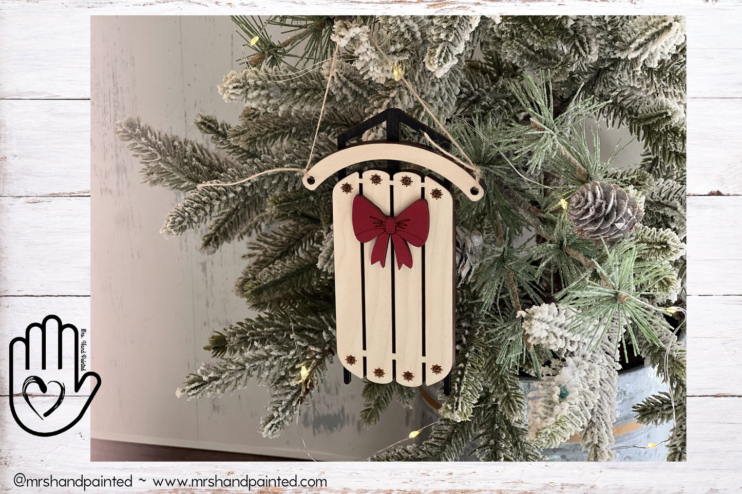 Digital Cut File - Laser Cut Vintage Sled Ornament