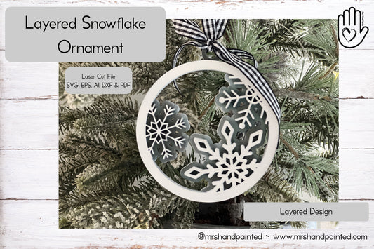 Digital Cut File - Laser Cut Layered Snowflake Ornament