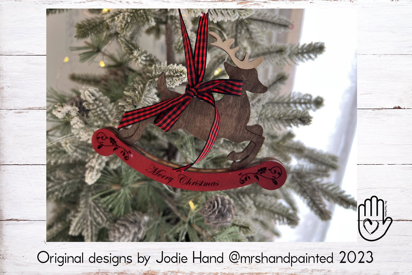 Digital Cut File - Laser Cut Rocking Reindeer Ornament