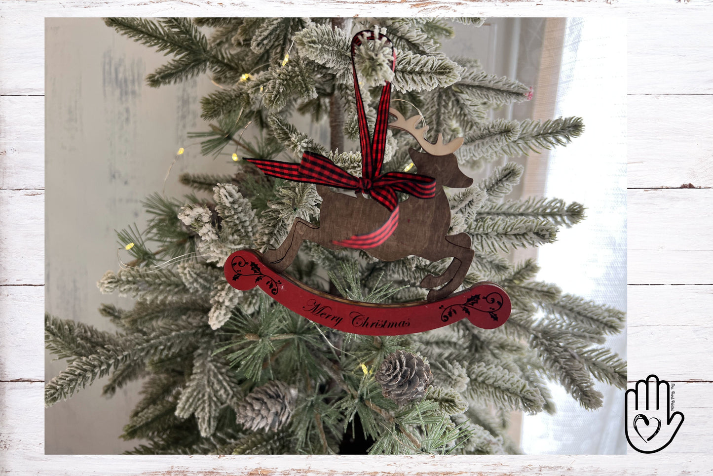 Digital Cut File - Laser Cut Rocking Reindeer Ornament