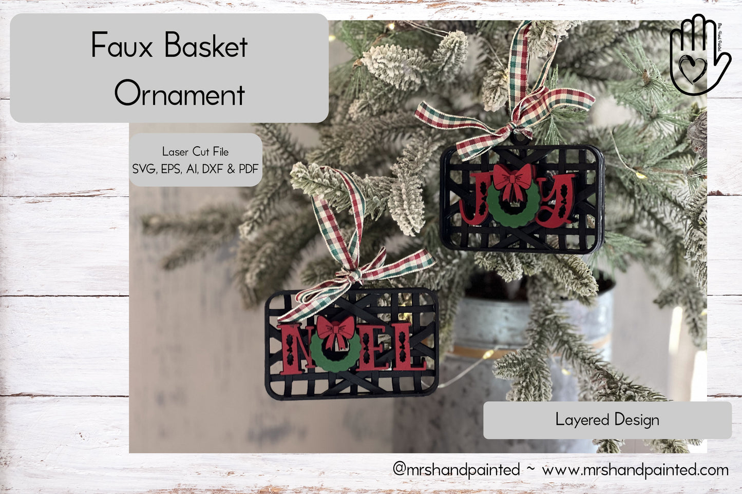 Digital Cut File - Laser Cut Faux Basket Ornament