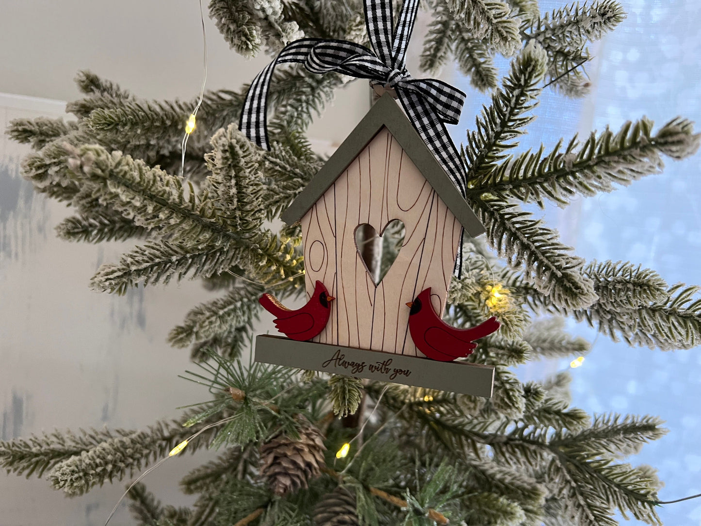 Laser Cut Wood Cardinal Birdhouse Ornament