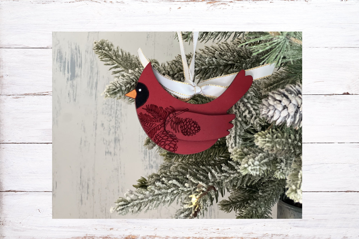 Digital Cut File - Laser Cut Ornament - Decorative Engraved Cardinal