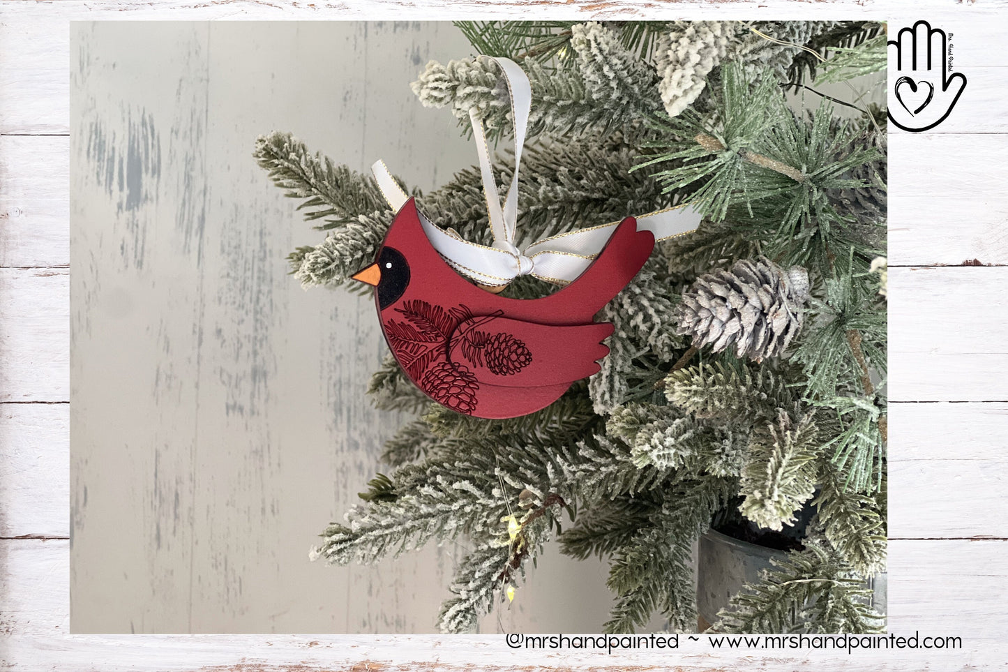 Digital Cut File - Laser Cut Ornament - Decorative Engraved Cardinal