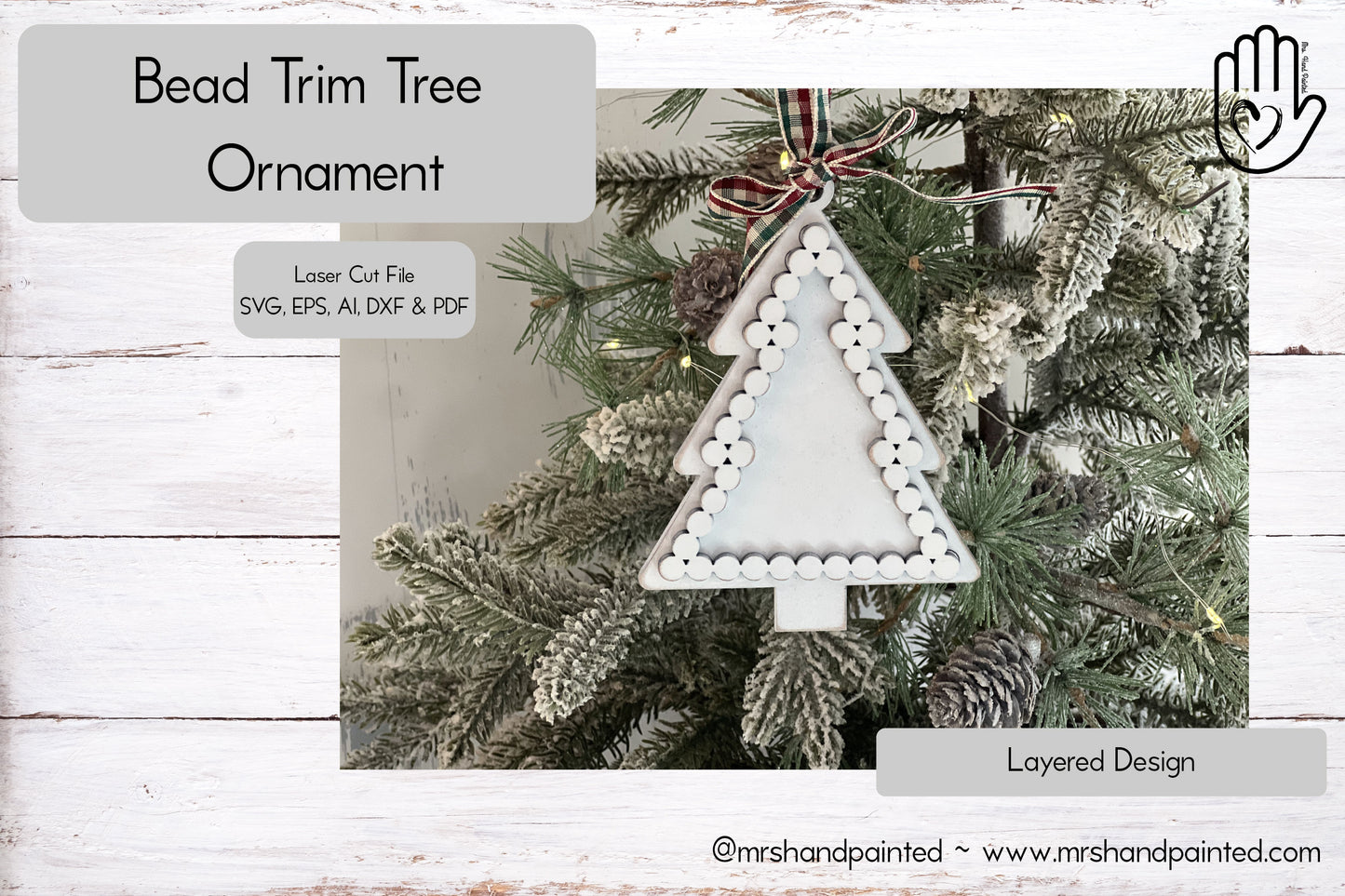 Digital Cut File - Laser Cut Faux Bead Trim Tree Ornament