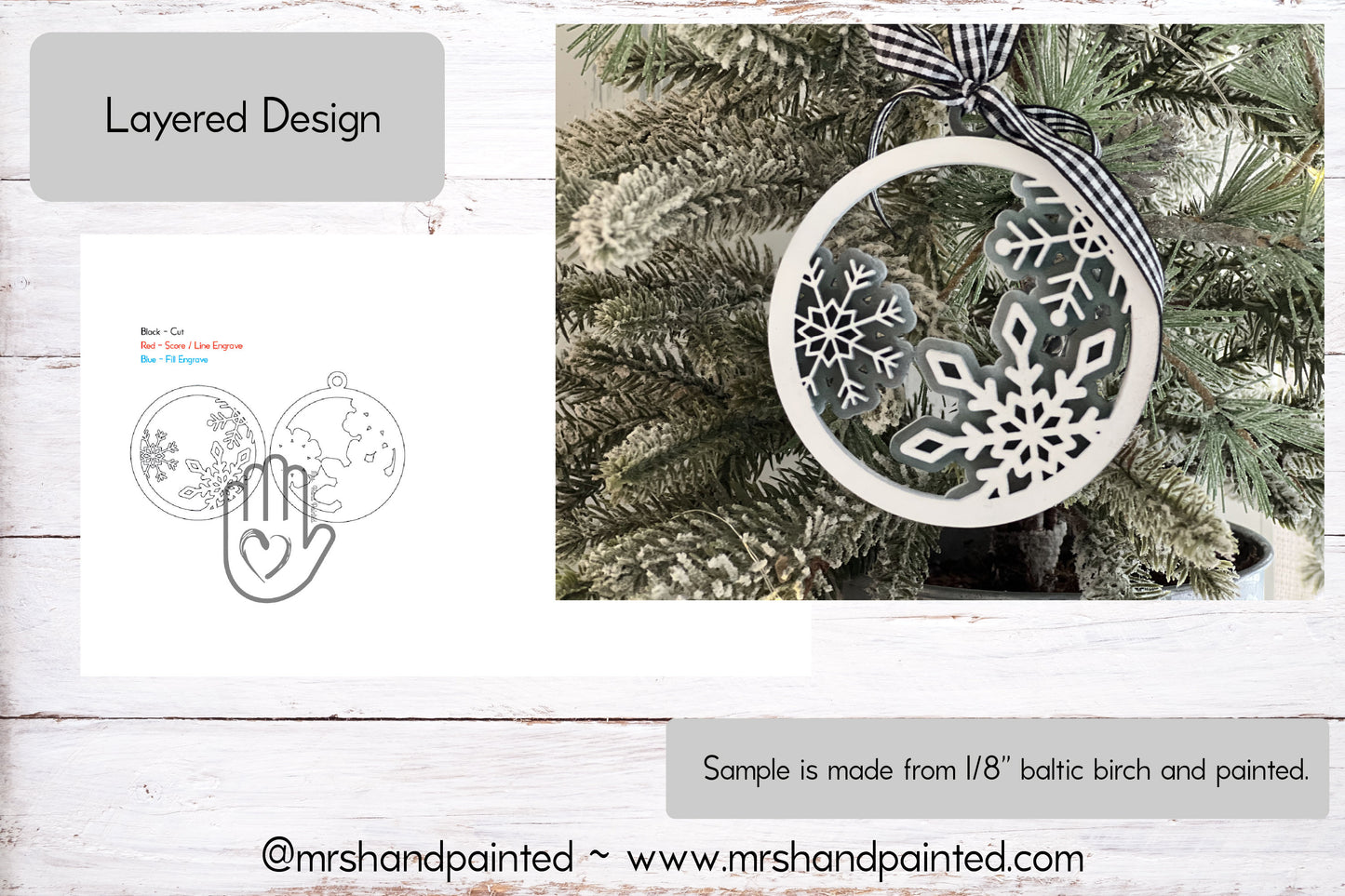 Digital Cut File - Laser Cut Layered Snowflake Ornament