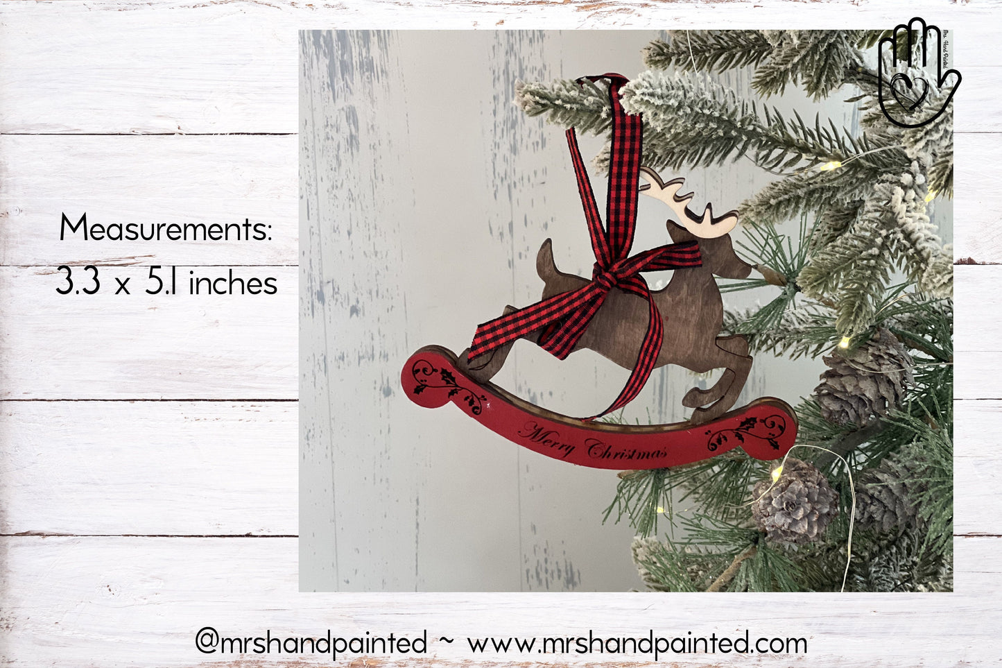 Digital Cut File - Laser Cut Rocking Reindeer Ornament